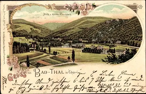 Litho Bad Thal Ruhla in Thüringen, Blick vom kleinen Ebertsberg