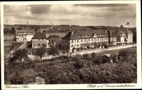 Ak Gößnitz in Thüringen, Blick nach der Genossenschaftsstraße