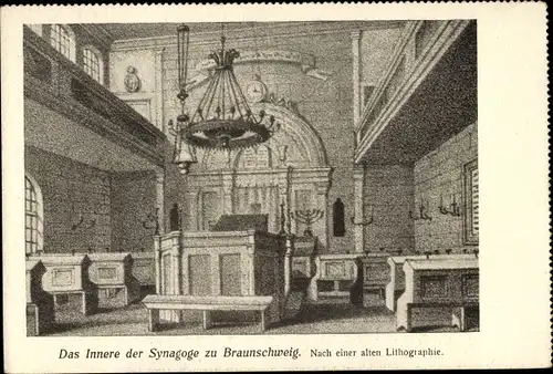 Judaika Ak Braunschweig in Niedersachsen, Innenansicht der Synagoge, Redekanzel