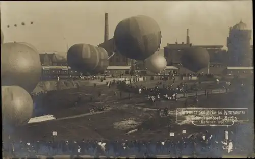 Ak Berlin Wilmersdorf Schmargendorf, Internationale Ballon Wettfahrten Okt. 1908