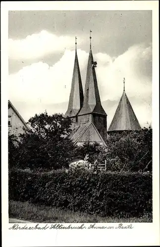 Ak Altenbruch Cuxhaven in Niedersachsen, Anna u. Beate Kirche, Teilansicht