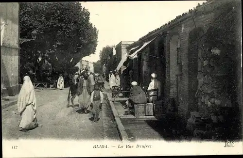 Ak Blida Algerien, La Rue Denfert