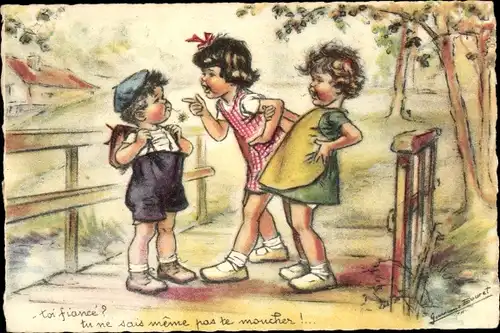 Künstler Ak Bouret, Toi fiancé? tu ne sais meme pas te moucher, Kinder