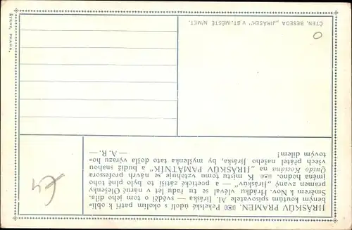 Künstler Ak Jiraskuv Pramen, 60 Leti naseho jiraska v pekle, Cten. beseda Jirasek