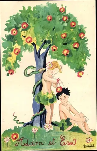 Künstler Ak Duché, P., Adam et Eve