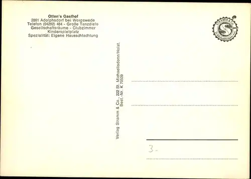 Ak Adolphsdorf Grasberg, Otten' s Gasthof, Fachwerkbau, Inneres, Eingang