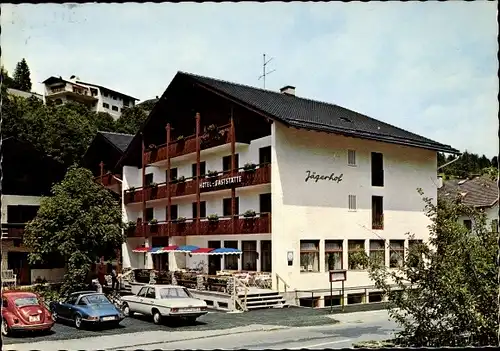 Ak Mittenwald in Oberbayern, Hotel Jägerhof, Autos, Partenkirchner Straße 35
