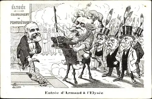 Künstler Ak Entree d'Armand Fallieres a l'Elysee, Emile Loubet, Karikatur