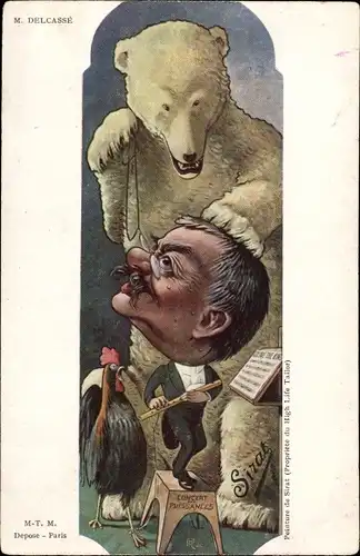 Künstler Ak Sirat, Französischer Politiker Théophile Delcassé, Karikatur, Eisbär, Dreyfus Affäre