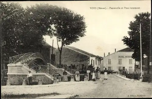 Ak Void Meuse, Passerelle et Pont tournant, Hotel