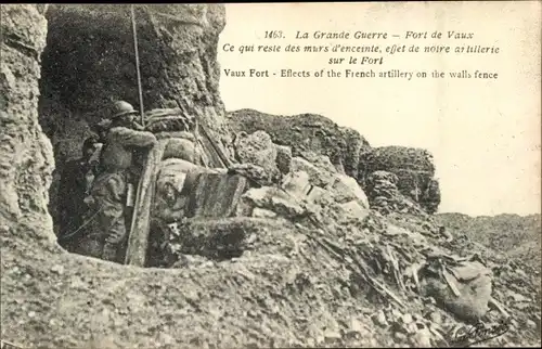 Ak Fort de Vaux Meuse, Effects of the French artillery on the walls fence