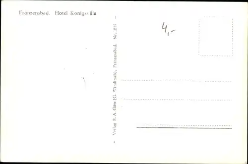 Ak Františkovy Lázně Franzensbad Reg. Karlsbad, Hotel Königsvilla