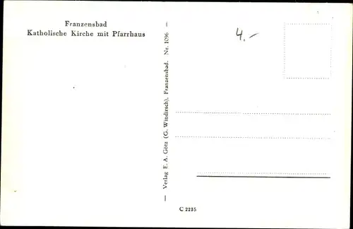Ak Františkovy Lázně Franzensbad Reg. Karlsbad, Katholische Kirche, Pfarrhaus