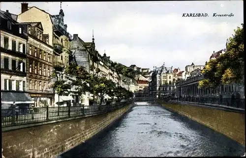 Ak Karlovy Vary Karlsbad Stadt, Kreuzstraße