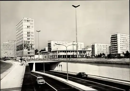 Ak Berlin Mitte, Blick auf den neuen Autotunnel, Haus des Lehrers, Kongresshalle