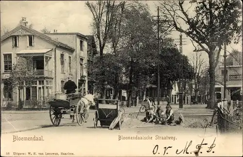 Ak Bloemendaal Nordholland Niederlande, Bloemendaalsche Straatweg, Pferdfuhrwerk