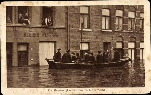 Ak Roermond Limburg Niederlande, De Koninklijke familie, Herrengeschäft, Watersnood 1925-1926