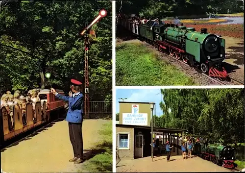 Ak Dresden Altstadt, Großer Garten, Pioniereisenbahn, Bahnhof Frohe Zukunft