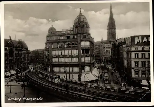 Ak Hamburg, Rödingsmarkt, Hochbahn