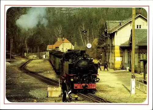 Ak Oybin in der Oberlausitz, Schmalspurbahn Lok 99 1731 im Bahnhof Oybin