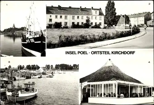 Ak Kirchdorf Insel Poel Mecklenburg, am Hafen, Wismarsche Straße, Gaststätte Hafenpavillon