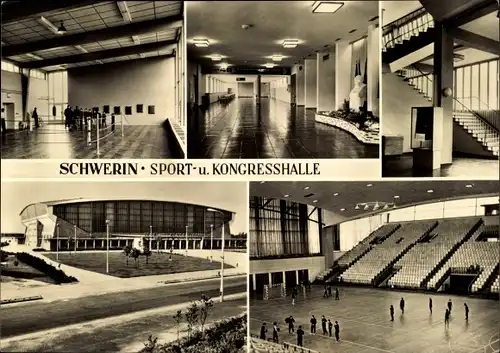 Ak Schwerin in Mecklenburg, Neuerbaute Sport- und Kongresshalle, Innenansicht