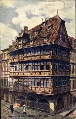 Künstler Ak Beraud, Strasbourg Straßburg Elsass Bas Rhin, La vieille Maison, Altes Haus, Tuck