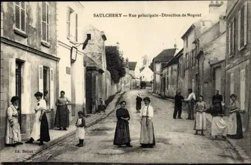 Ak Saulchery Aisne, Rue Principale, Direction de Nogent