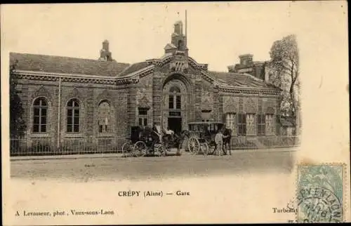 Ak Crépy Aisne, Gare