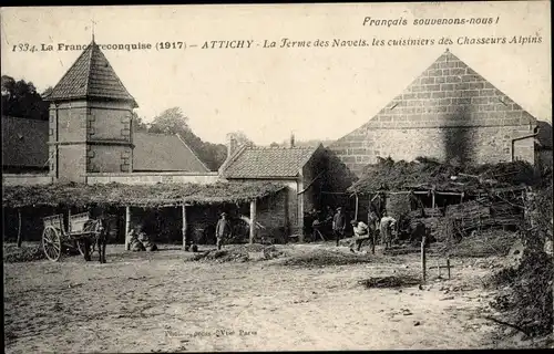 Ak Attichy Oise, La Ferme des Navets, Les Cuisiniers des Chausseurs Alpins