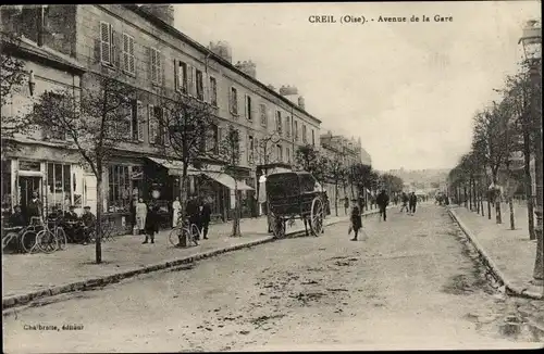 Ak Creil Oise, Avenue de la Gare