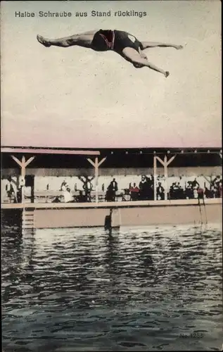 Ak Turmspringer, Halbe Schraube aus dem Stand rücklings