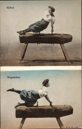 Ak Kehre, Wageknien, Frauenturnen in Bild und Wort, Turnerin auf dem Pferd