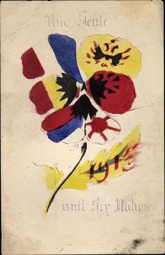 Handgemalt Ak Une Seule unit Six Nations, Frankreich, Belgien, Japan, Russland, Jahreszahl 1915