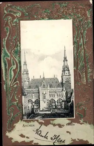 Präge Passepartout Ak Aachen in Nordrhein Westfalen, Rathaus