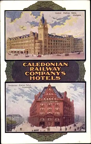 Ak Glasgow Schottland, Edinburgh, Central Station Hotel, Caledonian Railway Company