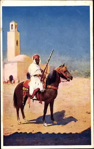 Künstler Ak International Horse Show Olympia London 1913, Arabischer Reiter