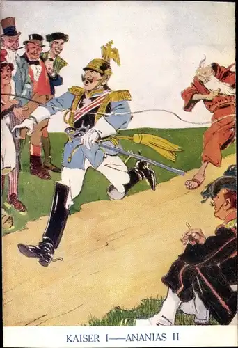 Künstler Ak Kaiser Wilhelm II., Ananias, Wettlauf