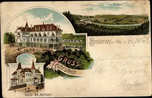 Litho Bredeney Essen im Ruhrgebiet, Ruhrstein, Villa Hügel
