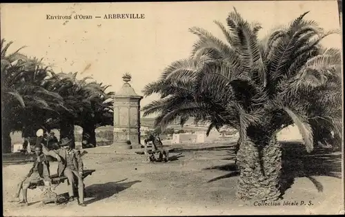 Ak Oran Algerien, Arbreville, Ortsansicht, Palmen