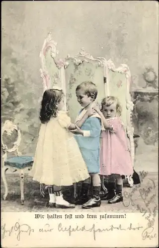 Ak Kinderstreiche, Wir halten fest und treu zusammen