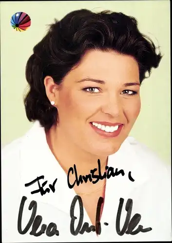 Ak Moderatorin Vera Int-Veen, Portrait, Autogramm, Sat 1