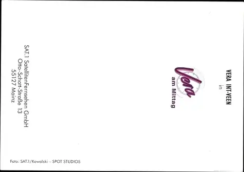 Ak Moderatorin Vera Int-Veen, Portrait, Autogramm, Sat 1