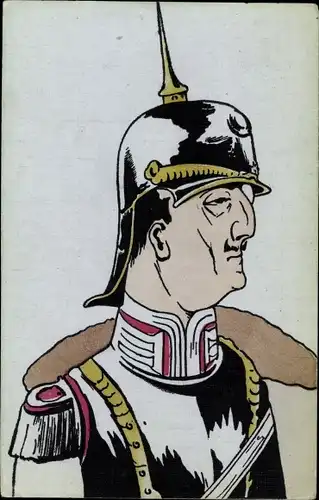 Präge Ak Deutscher Soldat in Uniform, Pickelhaube