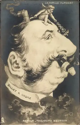 Künstler Ak La Famille Humbert, Romain, toujours Heureux, Affaire Humbert Crawford