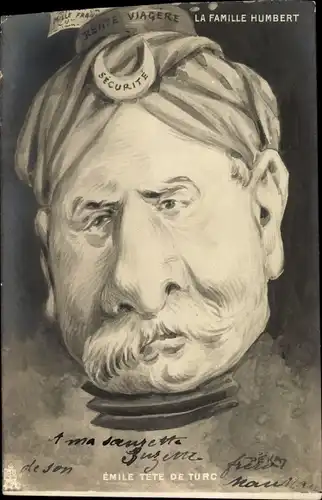 Künstler Ak La Famille Humbert, Emile Tete de Turc, Rente Viagere, Affaire Humbert Crawford