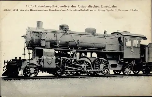 Ak Orientalische Eisenbahn, 1-C-1 Dampflok No. 72, Hanomag