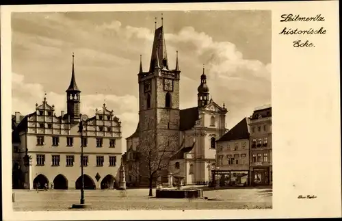 Ak Litoměřice Leitmeritz Region Aussig, Historische Ecke, Ringplatz