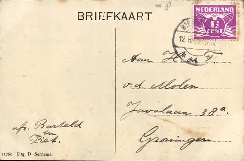 Ak Obergum Winsum Groningen, Ortsansicht, Haus