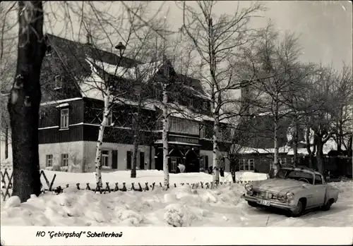 Ak Schellerhau Altenberg im Erzgebirge, HO Gebirgshof, Winter